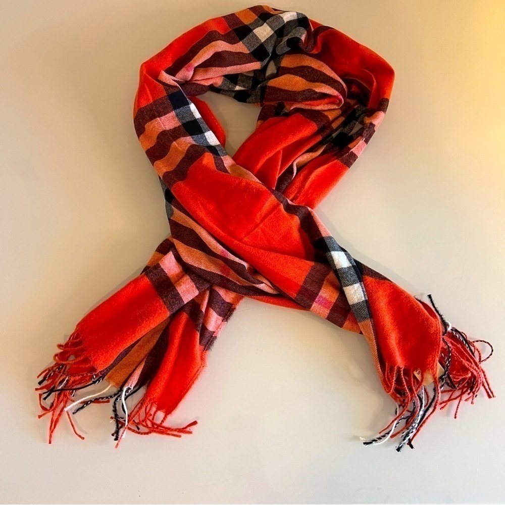 CHERIE BLISS | Orange, black & white new with tag oversized blanket scarf